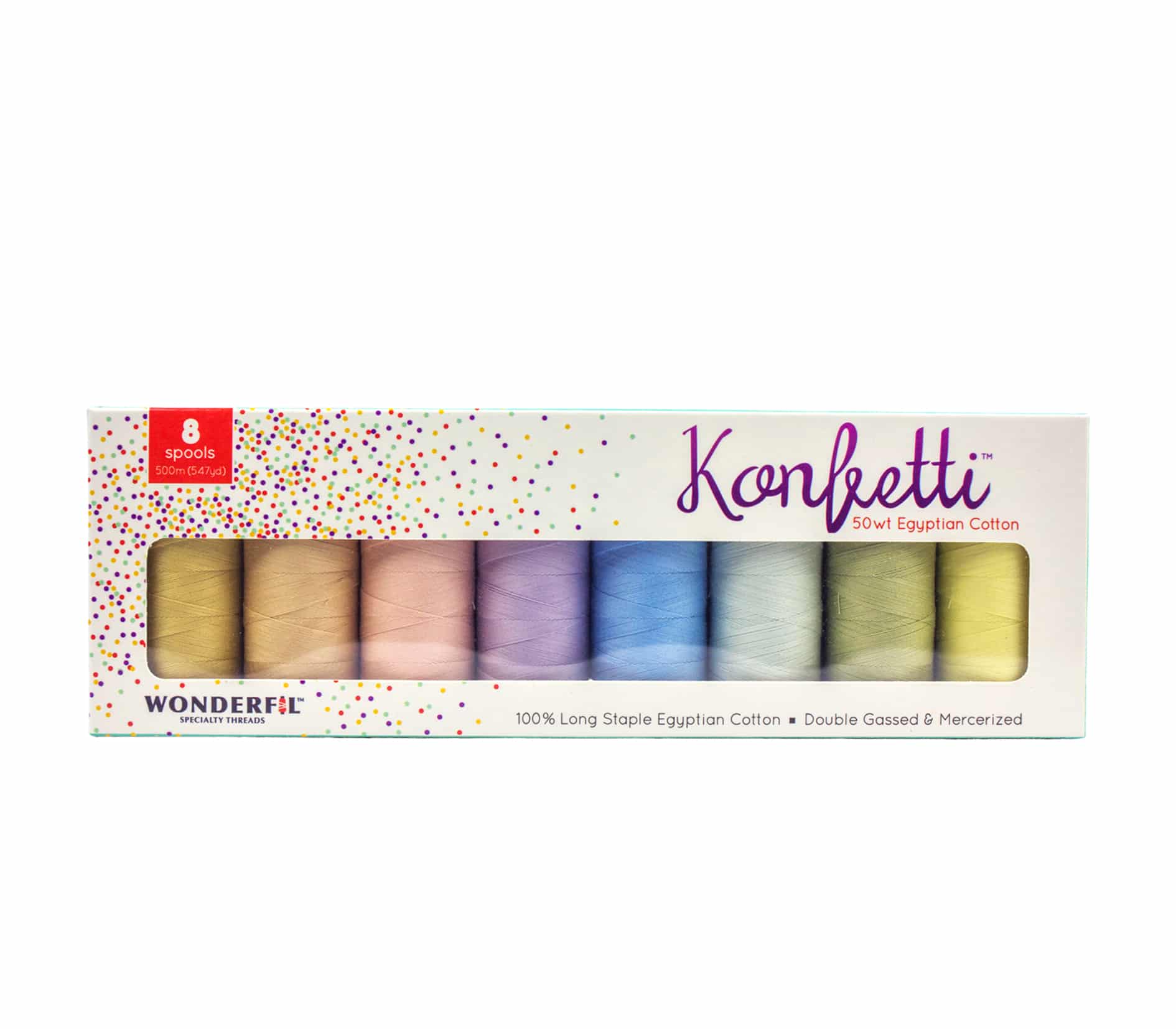 WonderFil Konfetti Packs – 50Wt Egyptian Cotton – 8 x 500m