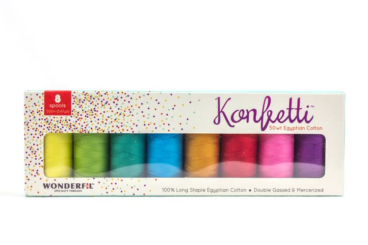 WonderFil Konfetti Packs – 50Wt Egyptian Cotton – 8 x 500m