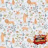 TREE OF LIFE WOODLAND PASTELS - L01667370B - 100% LASENBY COTTON