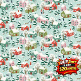 FESTIVE GREETINGS - FESTIVE VILLAGE - L01667430A - 100% LASENBY COTTON