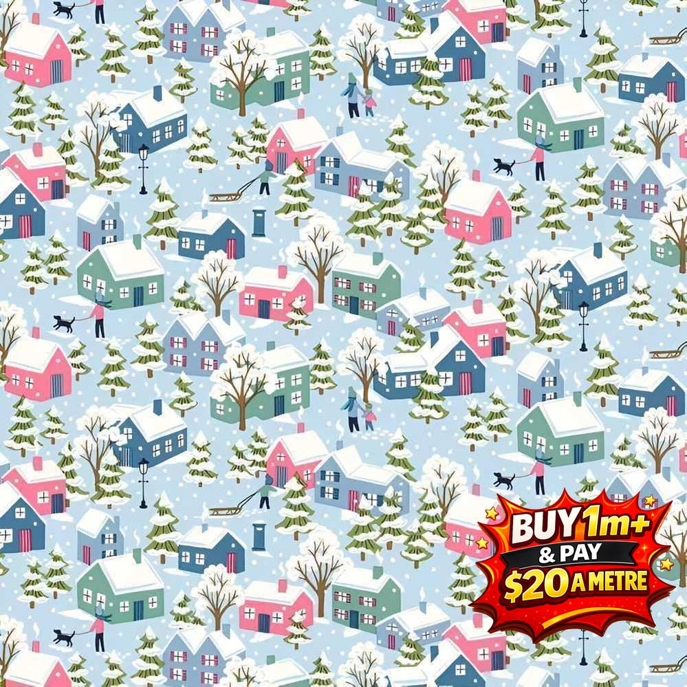 FESTIVE GREETINGS - FESTIVE VILLAGE - L01667430C - 100% LASENBY COTTON