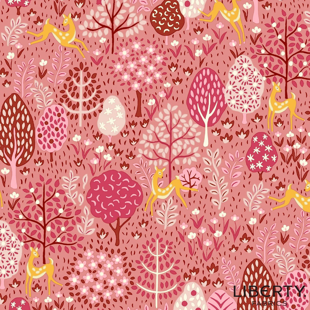 Liberty Garden Party Dancing Deer On Pink (L01667329B)