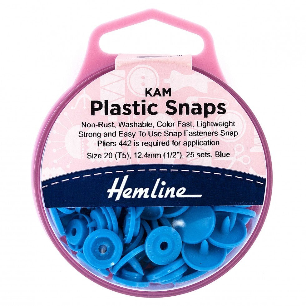 Hemline KAM Plastic Snaps Blue - per Pack of 25