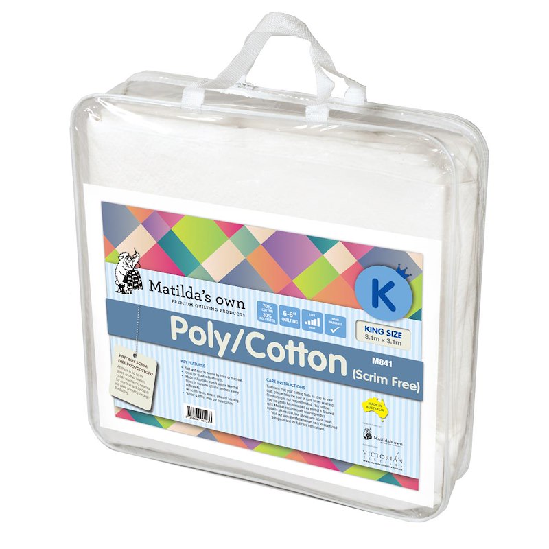 Scrim Free High Loft Cotton 70% & Polyester 30% - 3.1m x 3.1m King Size Precut - Matilda's Own