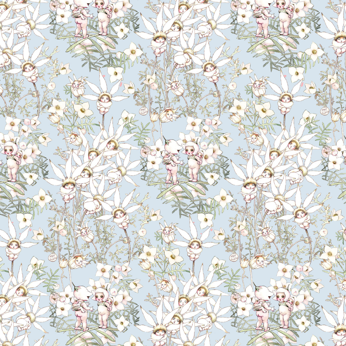 MAY GIBBS PASTEL FLOWERS - MG1019 - 100% Cotton