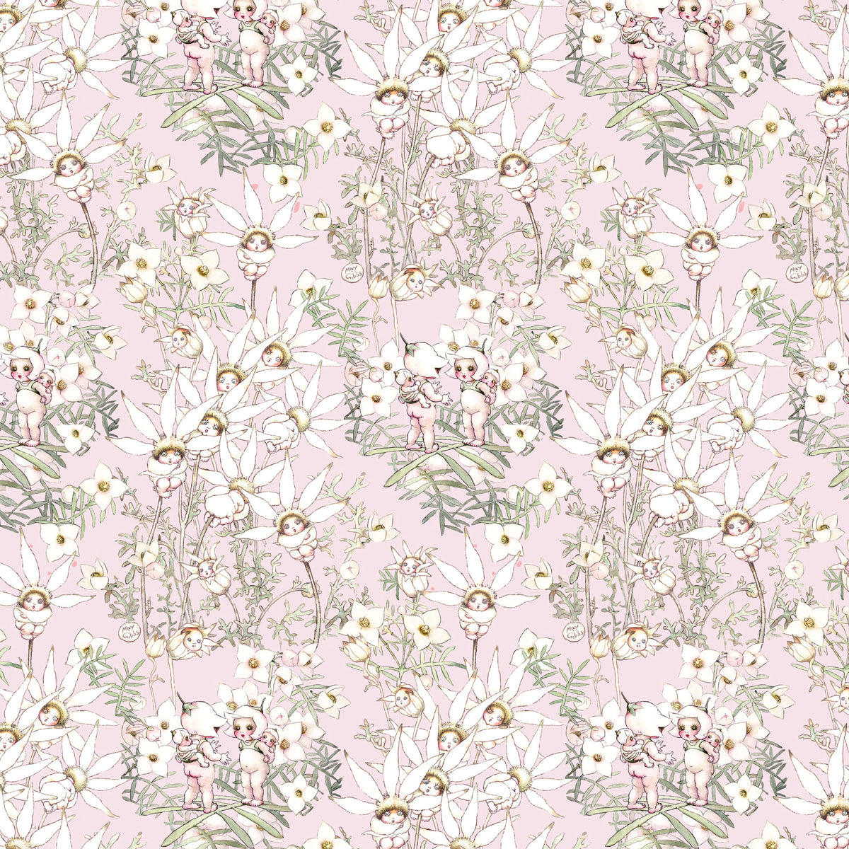 MAY GIBBS PASTEL FLOWERS - MG1020 - 100% Cotton