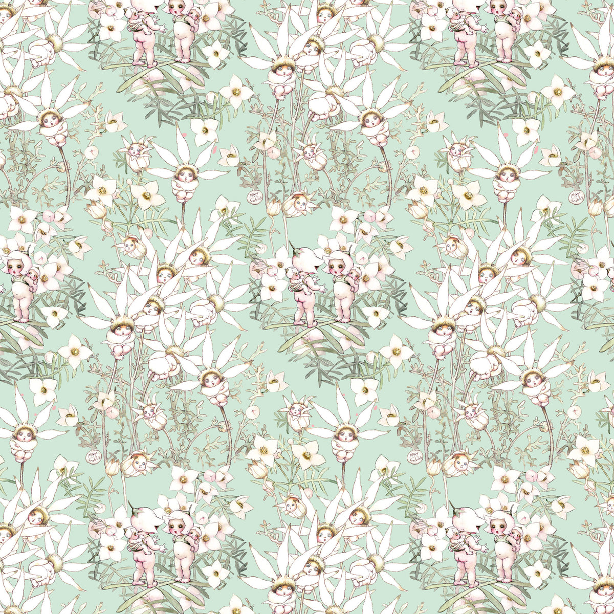 MAY GIBBS PASTEL FLOWERS - MG1022 - 100% Cotton