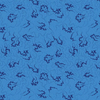 A repeating pattern of dark navy blue abstract wavy line motifs on a medium blue textured background.
