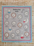 Miffy Telling The Time - Cotton Fabric Panel Quilt Panel - 91cm X 112cm
