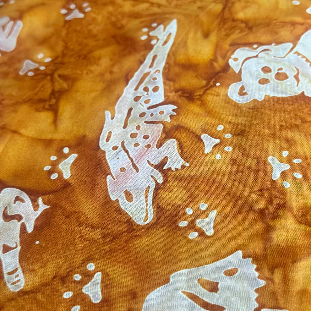 Orange with Animals Batik Fabric 100% Cotton Fabric WOF 110cm- 112cm