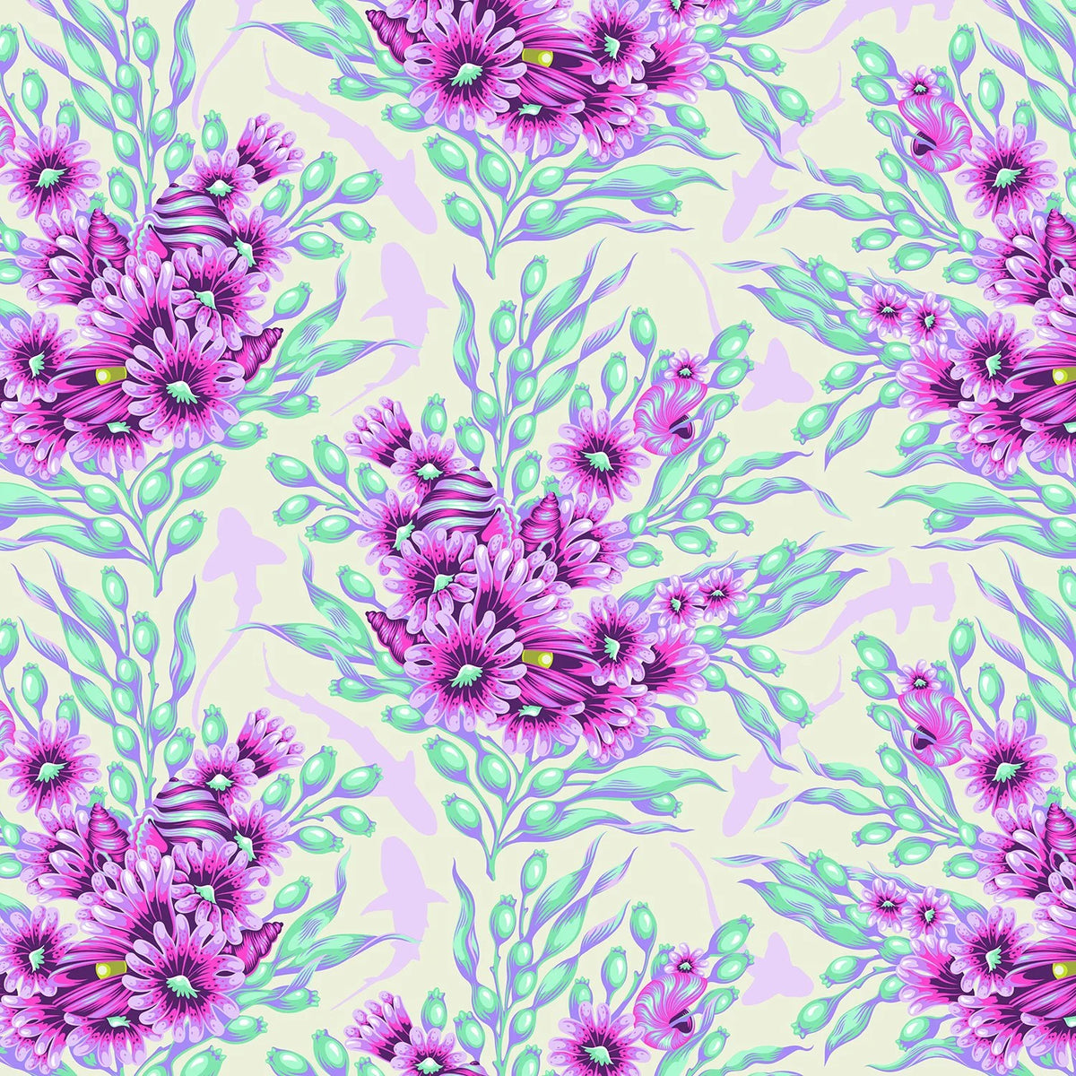 Tula Pink Floral Reef – Shadow Sharks – Ultraviolet (PWTP267)