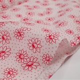 Pink Flowers on White 100% Cotton WOF 110cm - 112cm