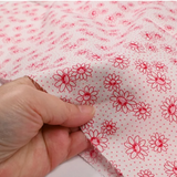 Pink Flowers on White 100% Cotton WOF 110cm - 112cm