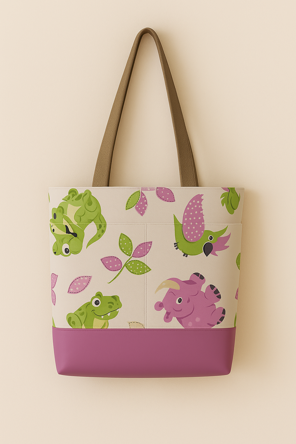 DIY Luxe Tote Bag Kit – Premium Fabric + Easy Instructions Pink Rhino and Frogs