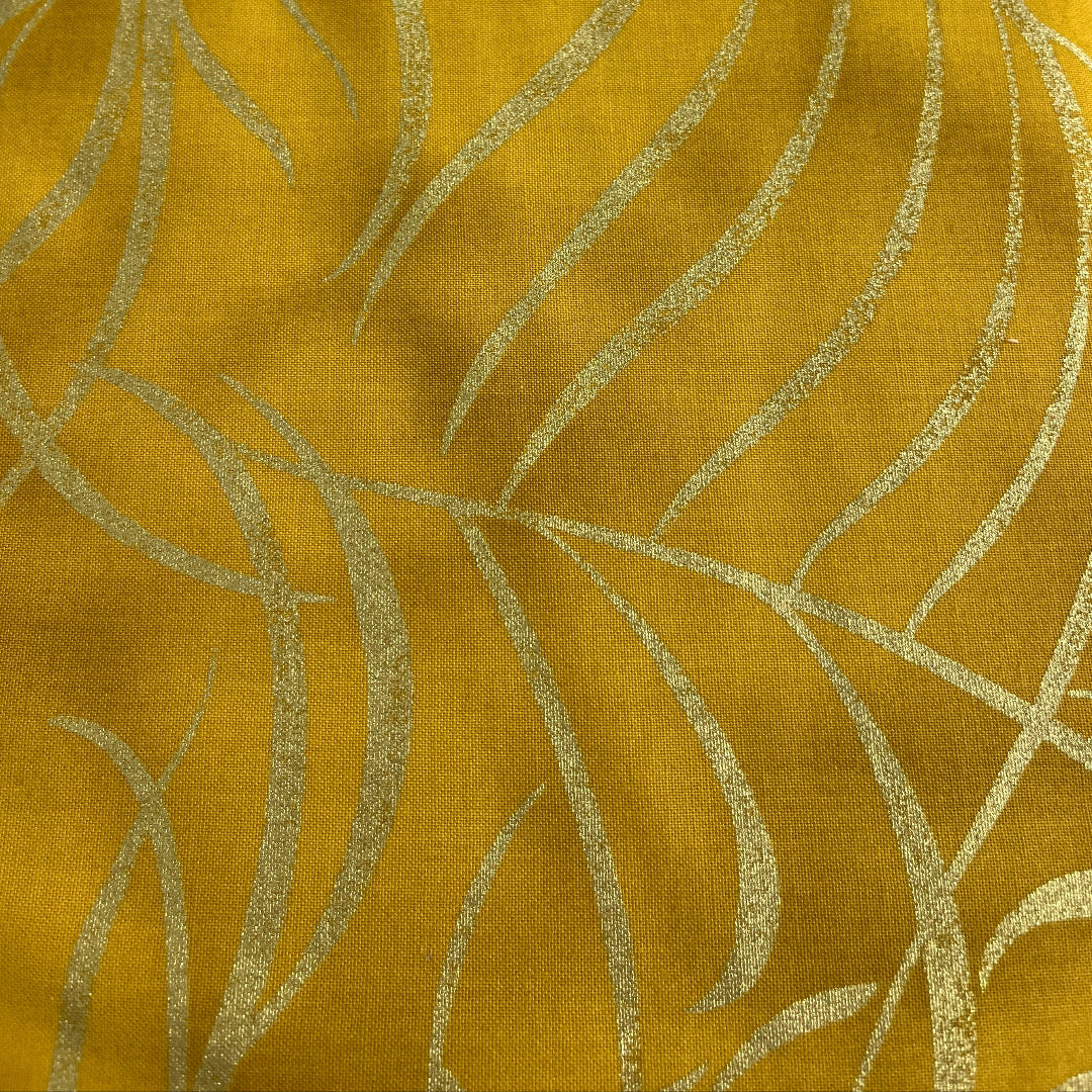 Plume Fabric CM8664 Timeless Treasures Mustard/Gold  100%Cotton WOF 110cn - 112cm