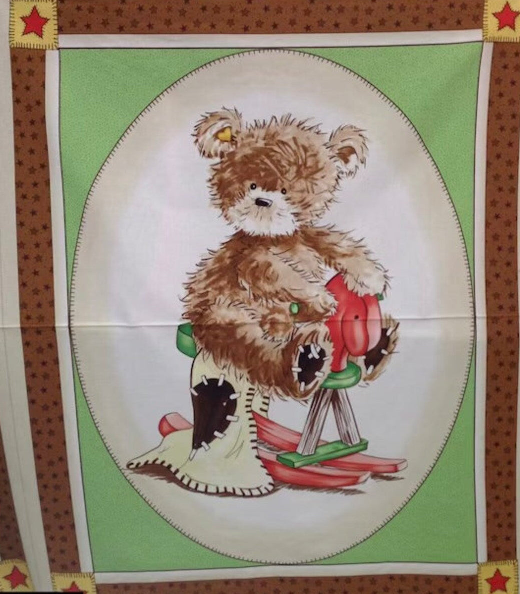 Popcorn the Bear Fabric Panel