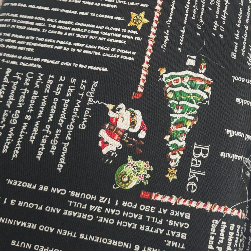 QT Fabrics Steampunk Christmas by Desiree's Designs 28904 J Black Recipes Cotton