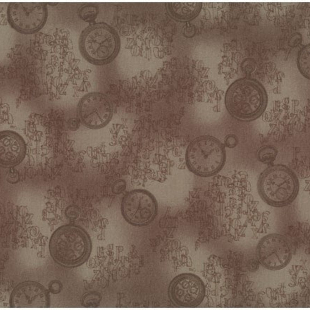 Quilters Basic 11 Time Clock 100% Cotton Fabric WOF 110cm-112cm