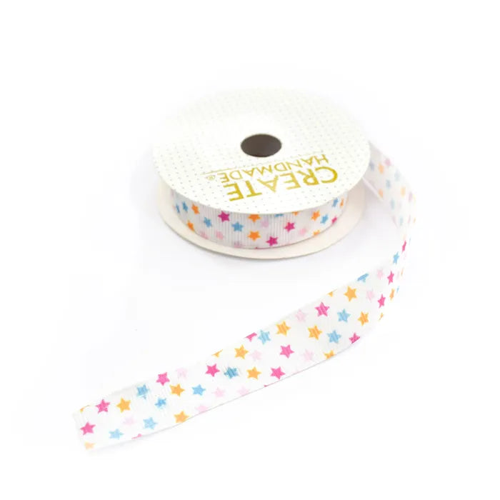 Create Handmade Ribbon Spool - 16mm x 5m - Coloured stars