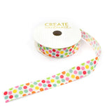 Create Handmade Ribbon Spool - 16mm x 5m - Coloured Dots