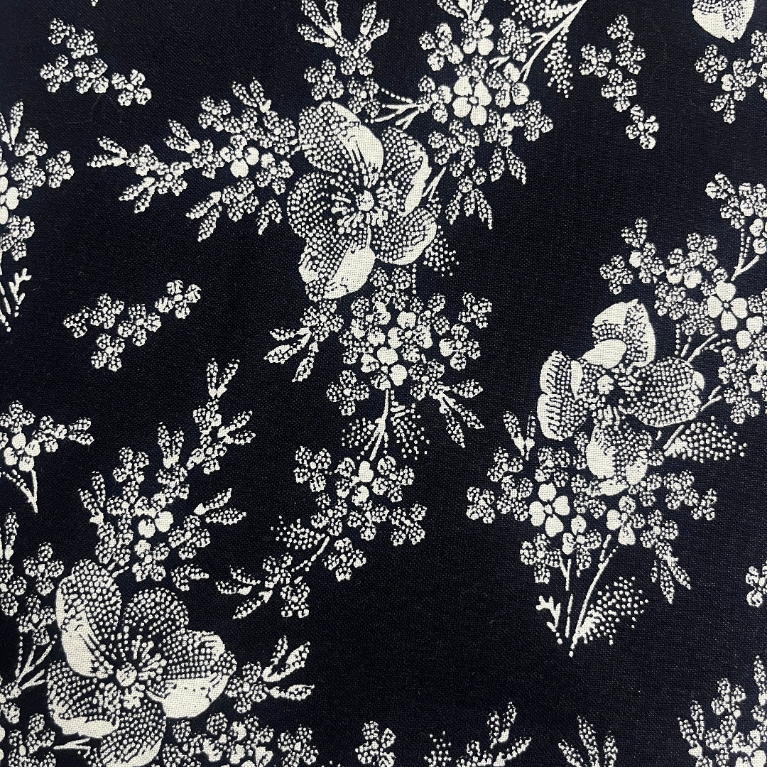 RTC Black Floral 100% Cotton Fabric WOF 110cm - 112cm