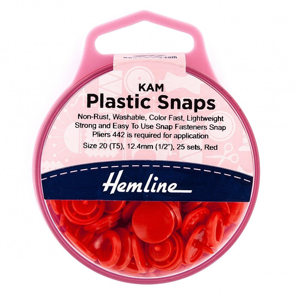 Hemline KAM Plastic Snaps Red - per Pack of 25