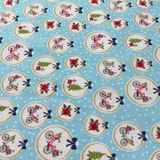 Riley Blake Christmas Adventures Bicycles Turquoise Cotton Fabric