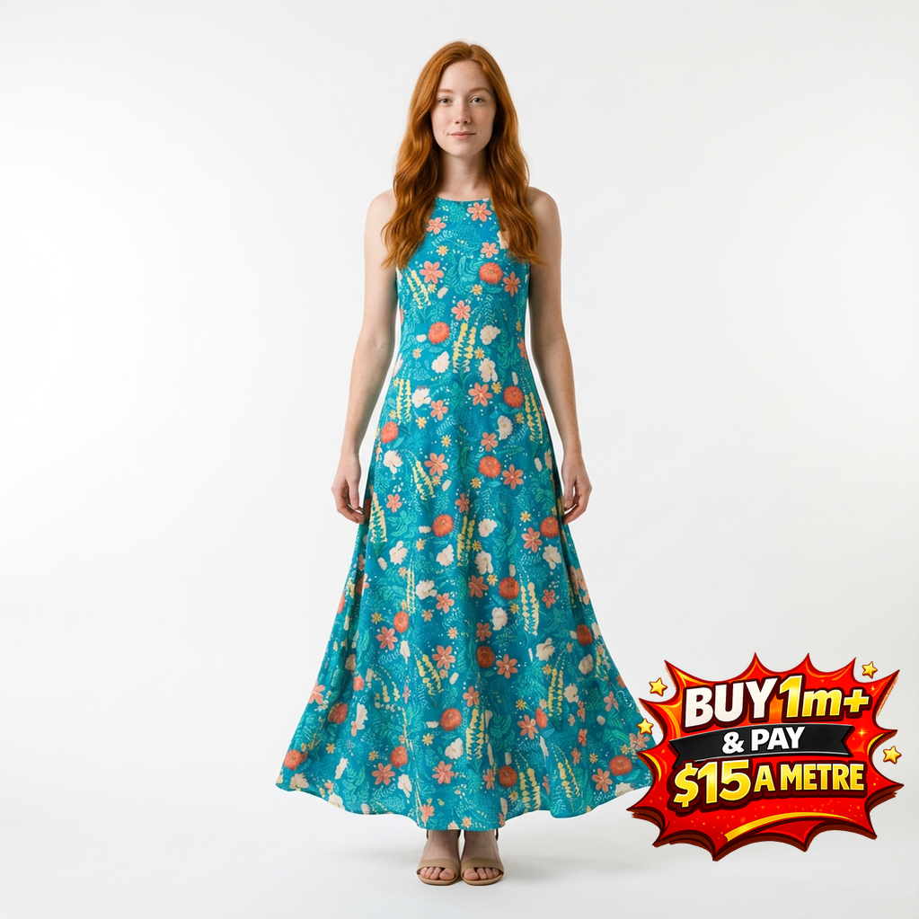 Robert Kaufman Faraway Florals - Floral Teal Blue RK22618403