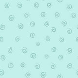 A repeating pattern of small spiral motifs in a muted blue-gray on a light aqua background.