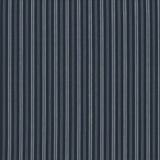 A close-up of a fabric or wallpaper pattern featuring vertical stripes in navy blue, charcoal gray, and off-white.