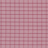 A close-up of a plaid fabric pattern with intersecting horizontal and vertical stripes in dusty pink, burgundy, and white, forming a small tartan check.