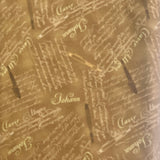 Patterned paper with text and design on a plain background