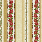 Hoffman Fabrics Christmas Poised Poinsettia R7672 Natural/Gold Stripe Cotton