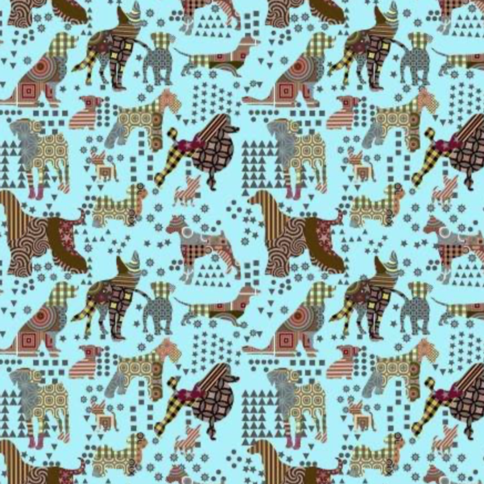 Life Is Better With A Dog - Poodles Aqua from Print Concepts Fabric