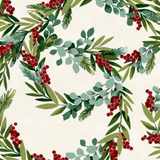 Winter Blooms Wreath Natural/Silver Hoffman Christmas Fabric