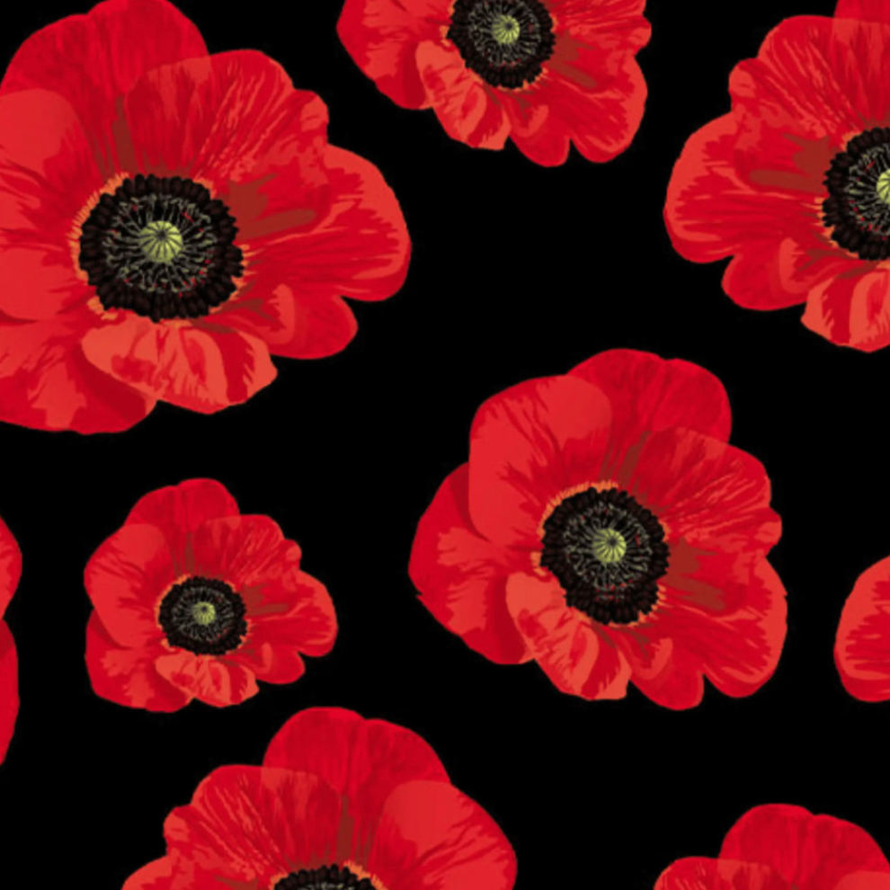 KK Fabric Remembering Poppies Black
