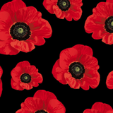 KK Fabric Remembering Poppies Black