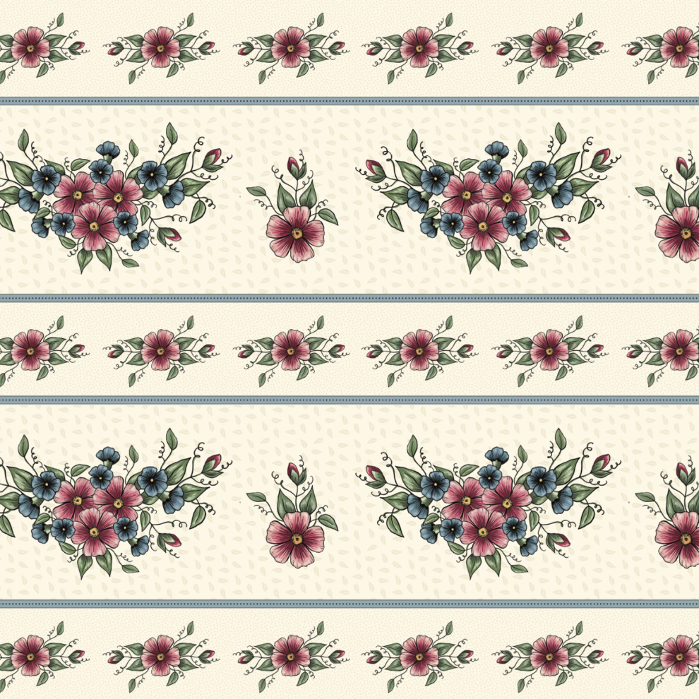 Kate Border Print Flowers Fabric - Zoe Clifton Designs