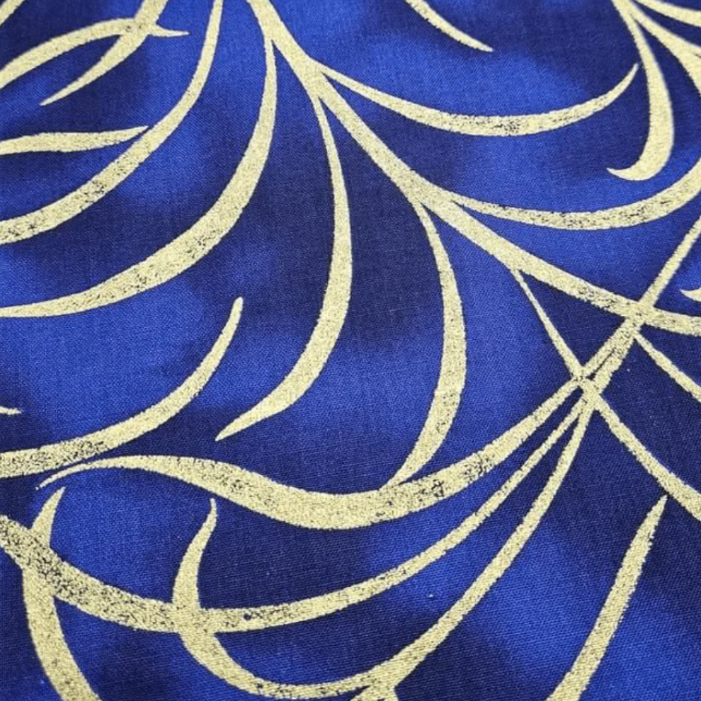 Timeless Treasures - Plume Gold Blue CM8664