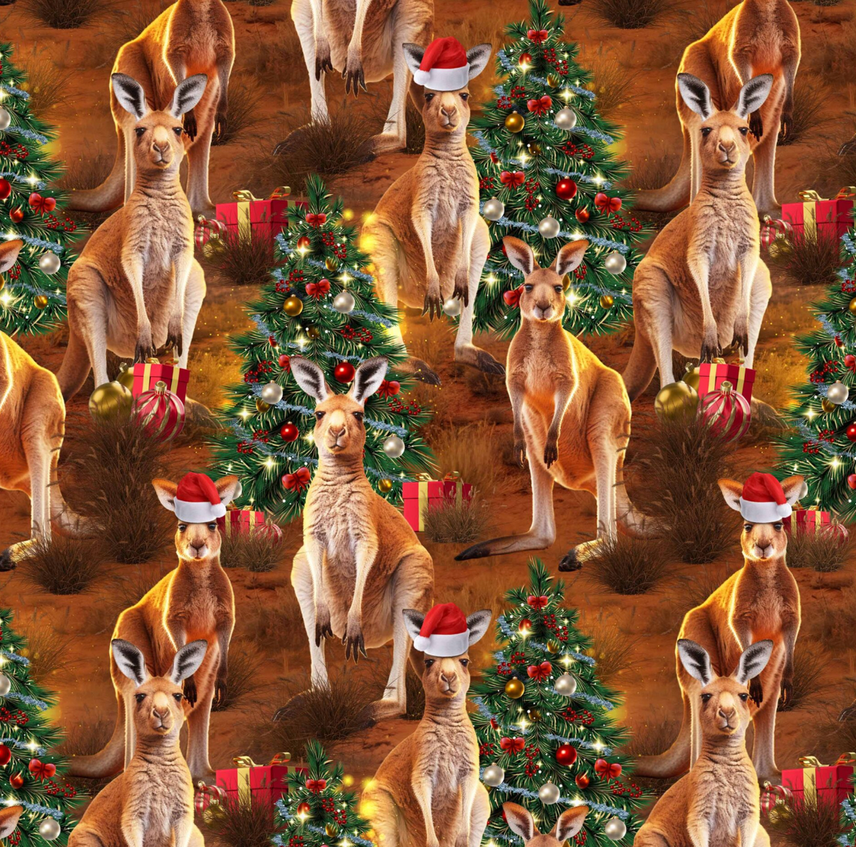 KK Fabrics Festive Friends Kangaroos