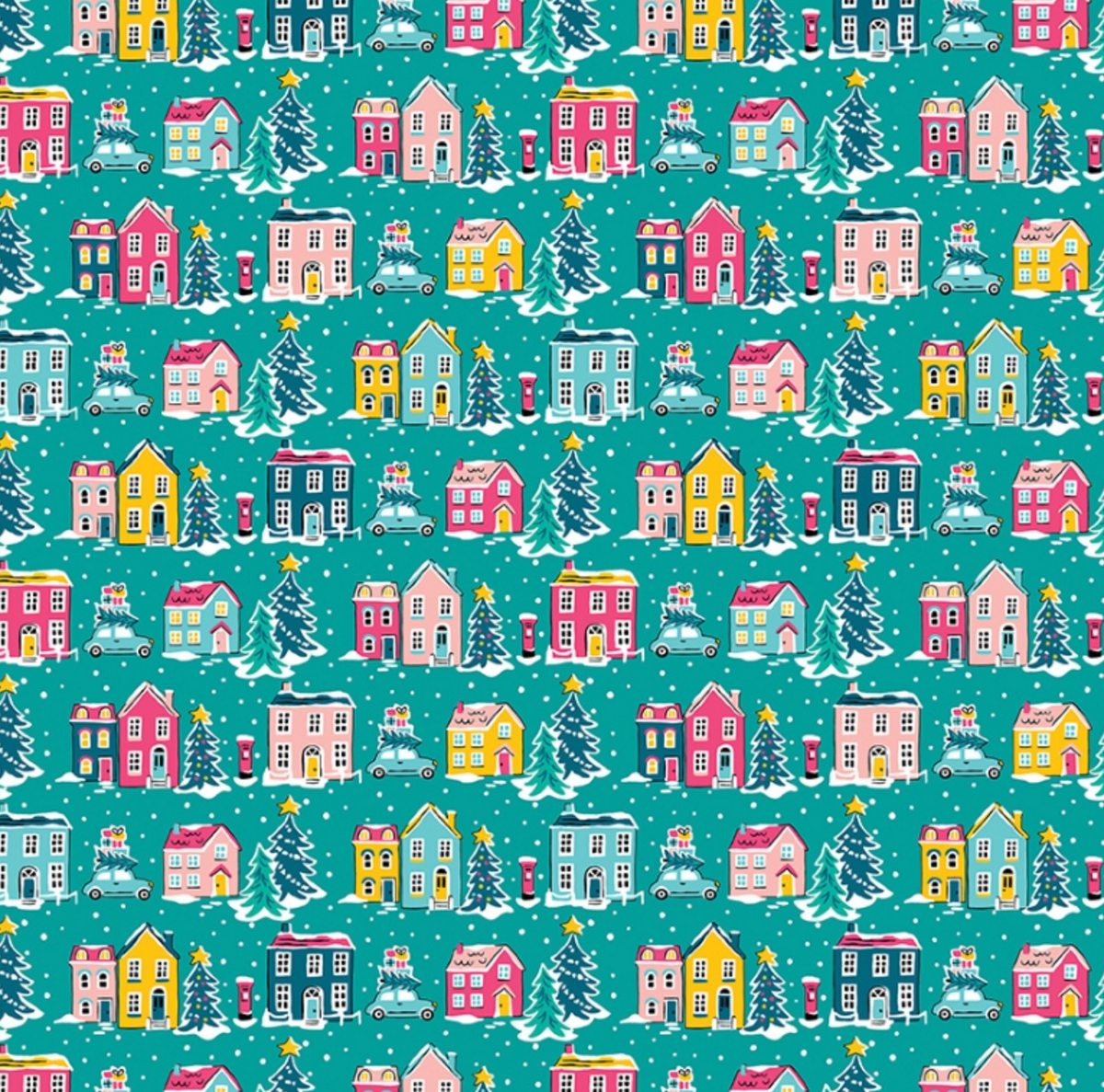 LIBERTY FABRICS HOLIDAY VILLAGE 6880A 100% Cotton Fabric
