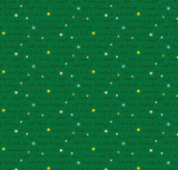 A repeating holiday-themed pattern on a dark green background, featuring the words 'Merry and Bright' and 'Happy Holidays' in light gray script, interspersed with small yellow and white starburst accents.