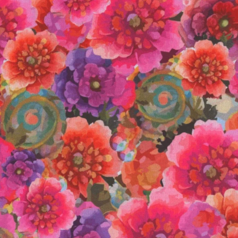 Fuchsia Whimsical Flower Garden Fabric 100% COTTON FABRIC