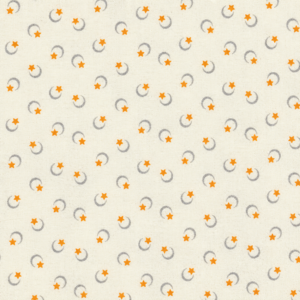 White & Cream Midnight Moon A-1529-L 100% Cotton  Fabric (1 metre piece)