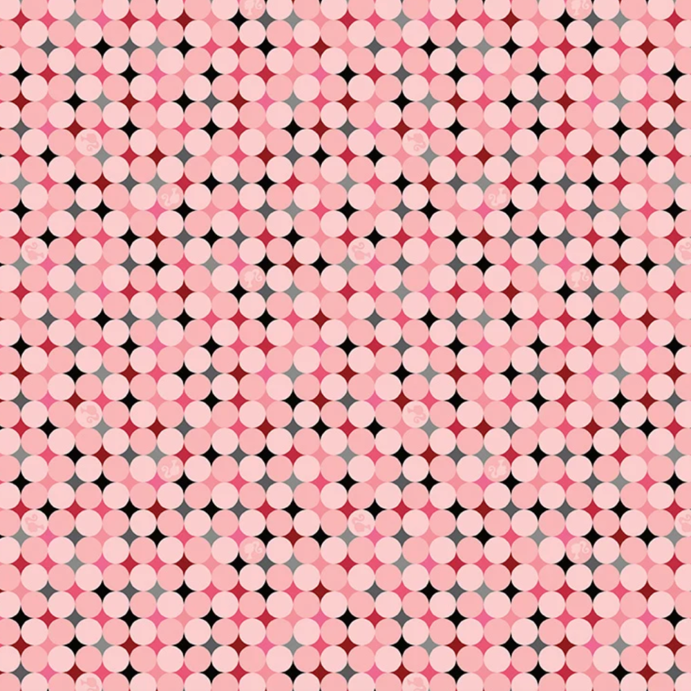Licensed Barbie Vintage Dots Pink C16894-PINK 100% Cotton  Fabric (1 metre piece)