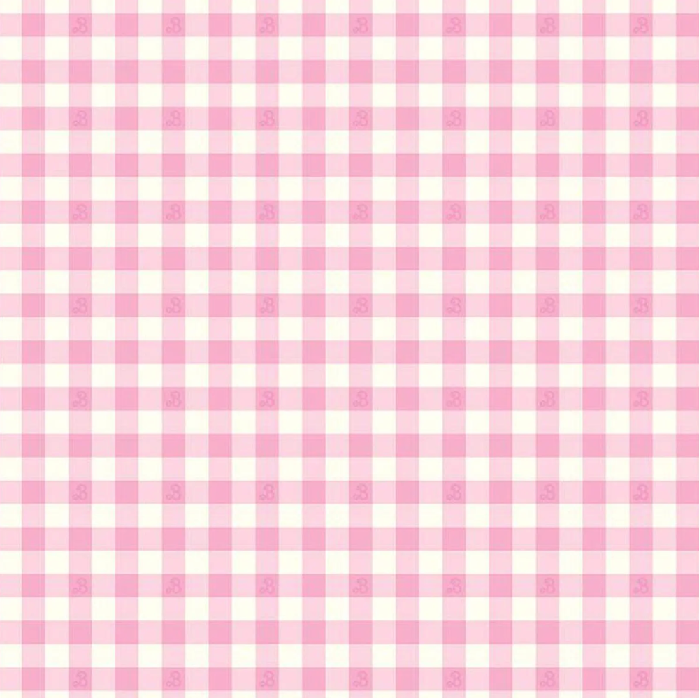 Barbie™ World Barbie Gingham Pink - 100% Cotton  Fabric (1 metre piece)