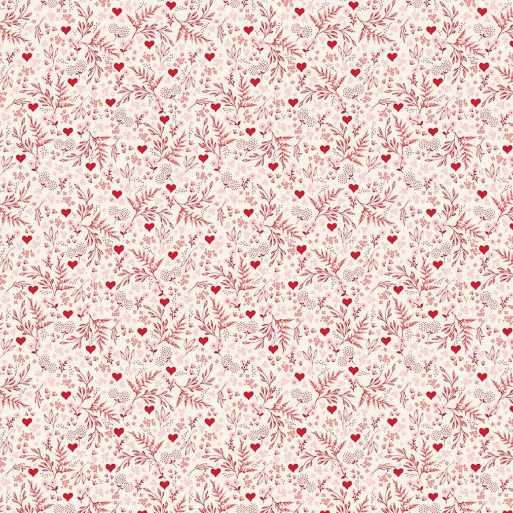 My Minds Eye | Letters to Cupid | C16984 | Cream 100% Cotton Fabric (1 metre piece)