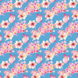 Painted Petals CD17591-Blue 100% Cotton  Fabric (1 metre piece)