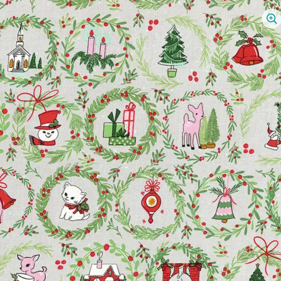 Mistletoe & Holly C16401- 100% Cotton  Fabric (1 metre piece)