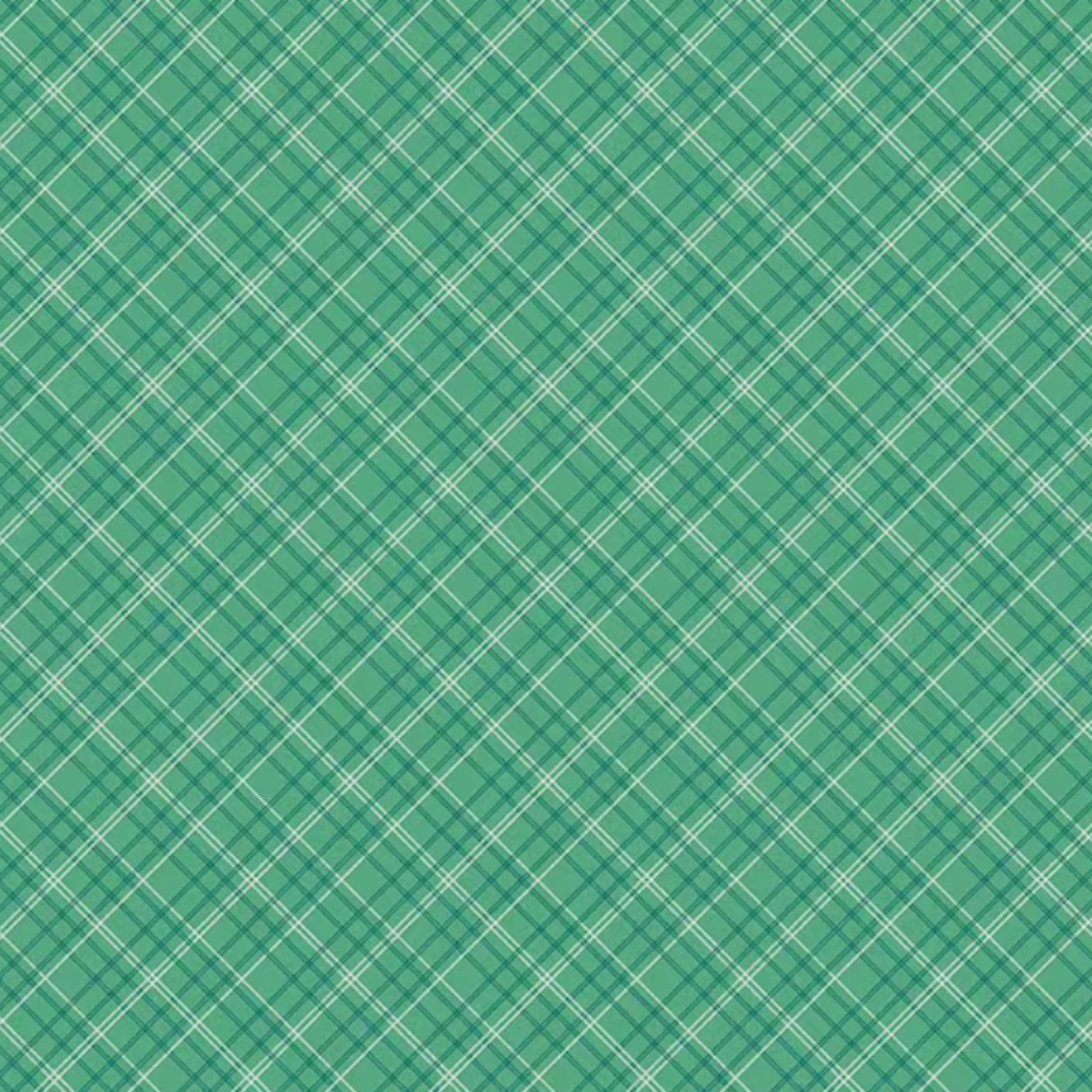 A repeating diagonal plaid pattern in green tones with thin white intersecting lines, filling the entire frame.